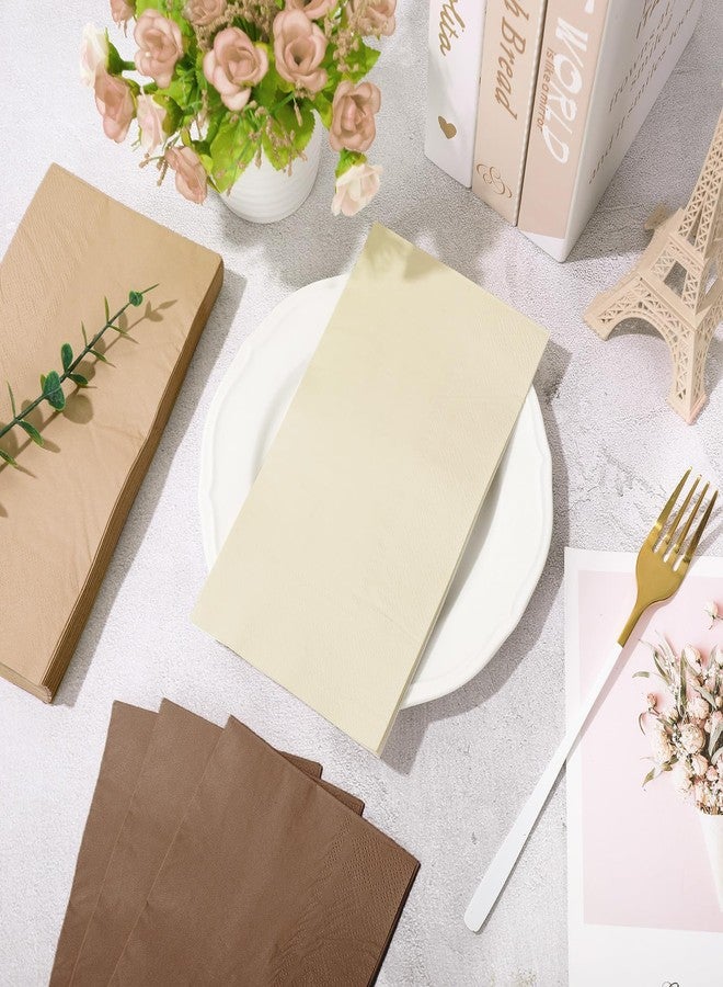 وولاين مجموعة مناديل ورقية بنية اللون من والين، 150 قطعة، بثلاثة ألوان، مناسبة للعشاء، مناديل ورقية يدوية، ثلاث طبقات، للاستخدام مرة واحدة، مثالية لفصل الخريف، وعيد الشكر، وحفلات المنزل، وتزيين الطاولات. - Image 5